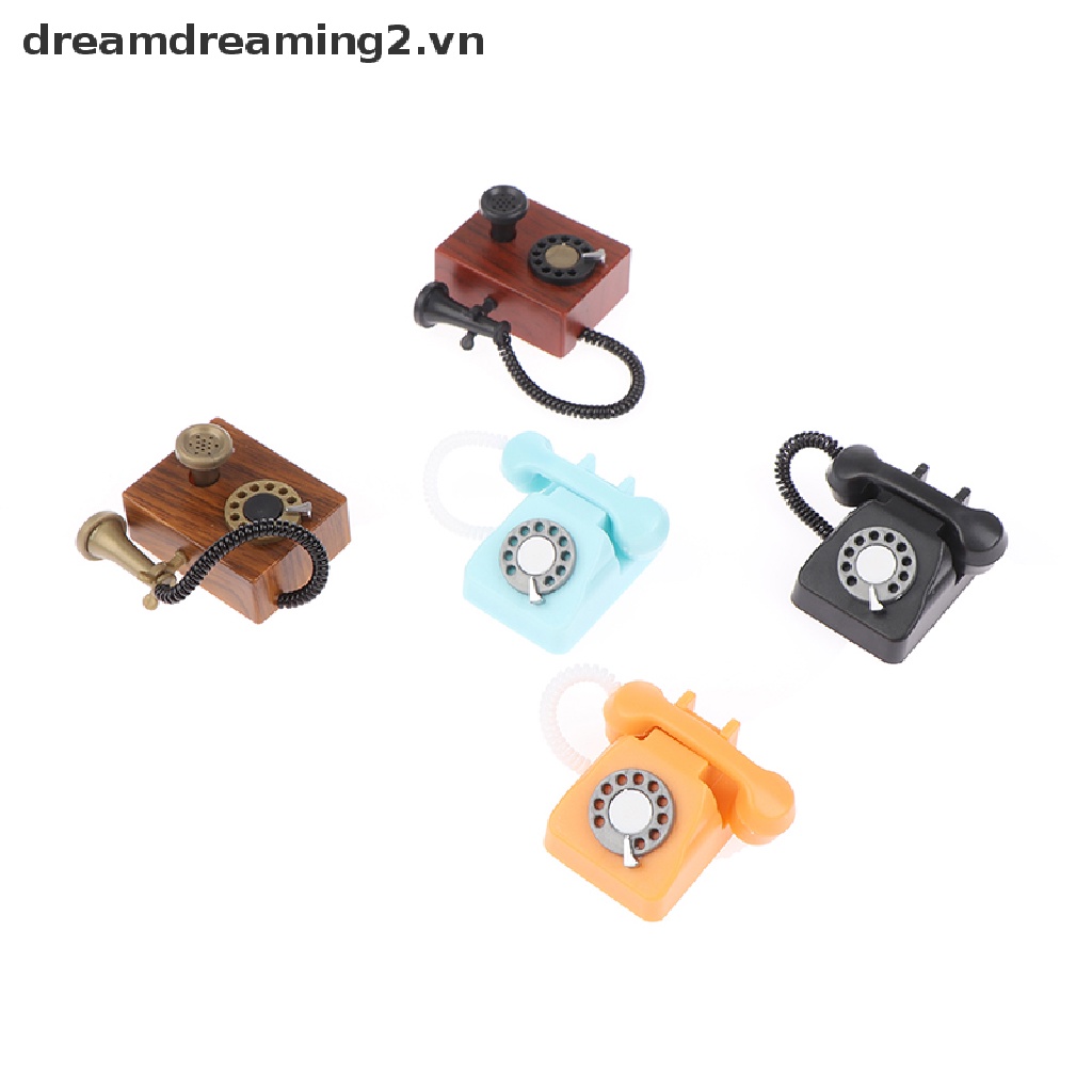 Mô Hình Điện Thoại Để Bàn 2Vn Kiểu Cổ Điển Dùng Trang Trí Nhà Búp Bê