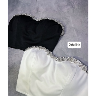 Áo 2 dây cúp ngực viền đính đá