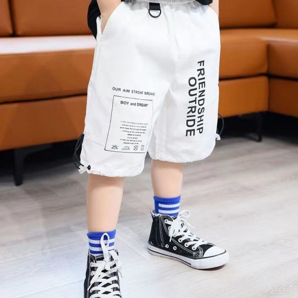 Quần Short Mỏng Màu Trắng Đen Thời Trang Mùa Hè Cho Bé Trai