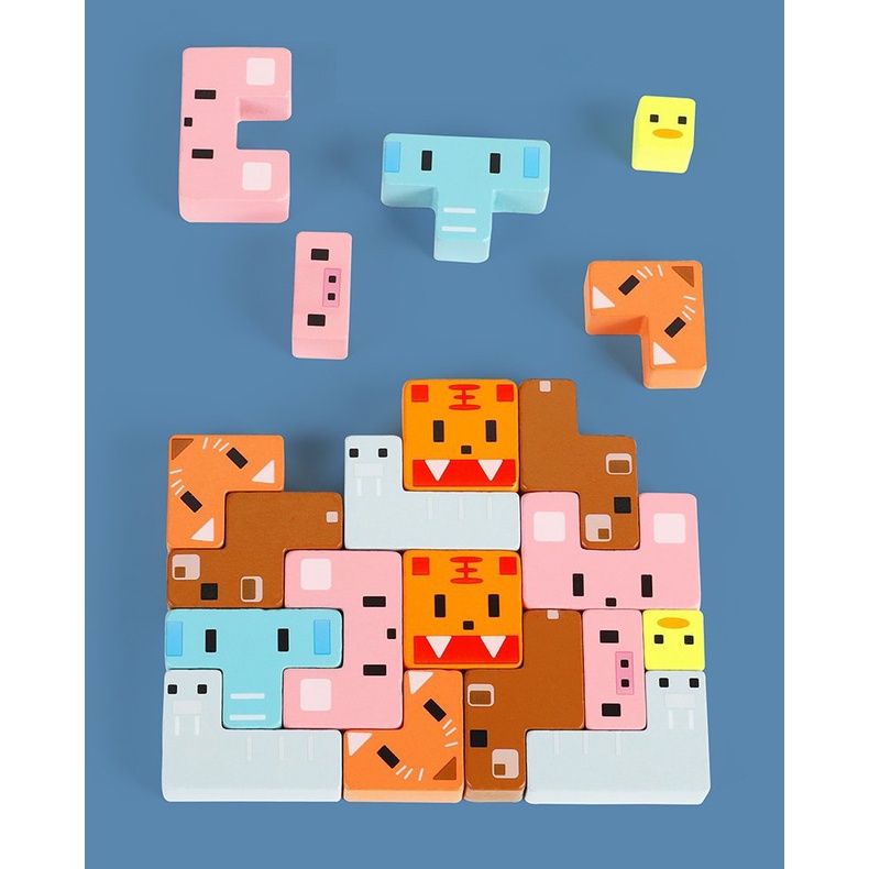 Đồ Chơi Thuyền Cân Bằng Động Vật 3D Bằng Gỗ Nhiều màu Nhiều Cách Chơi