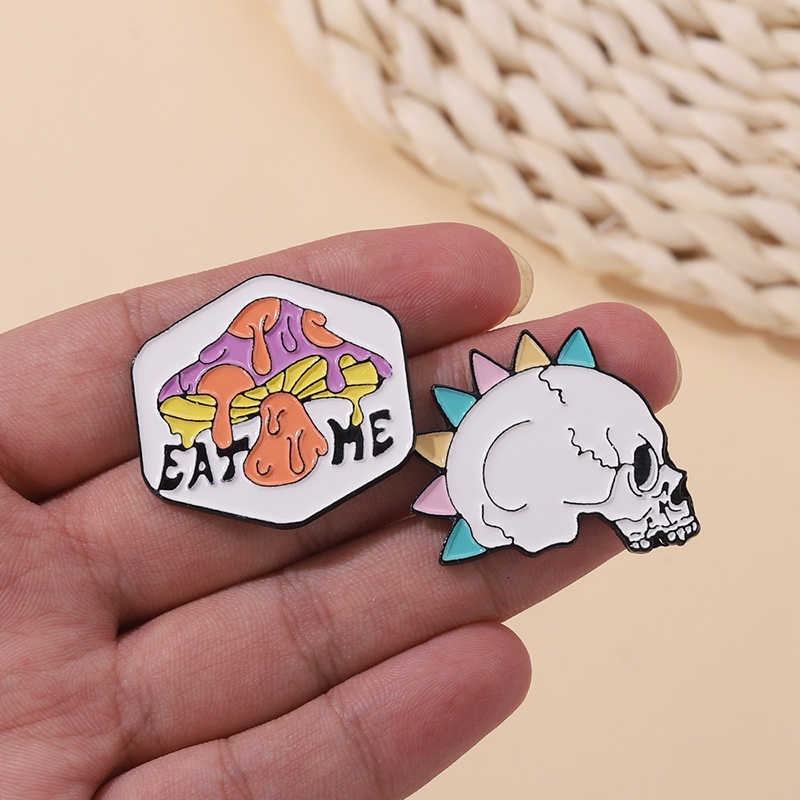 Ghim cài áo QIHE JEWELRY hình đầu lâu phong cách punk cá tính