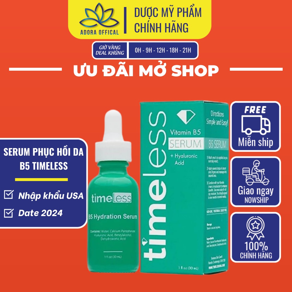 Serum phục hồi da Timeless Vitamin B5 + Hyaluronic Acid 30ml