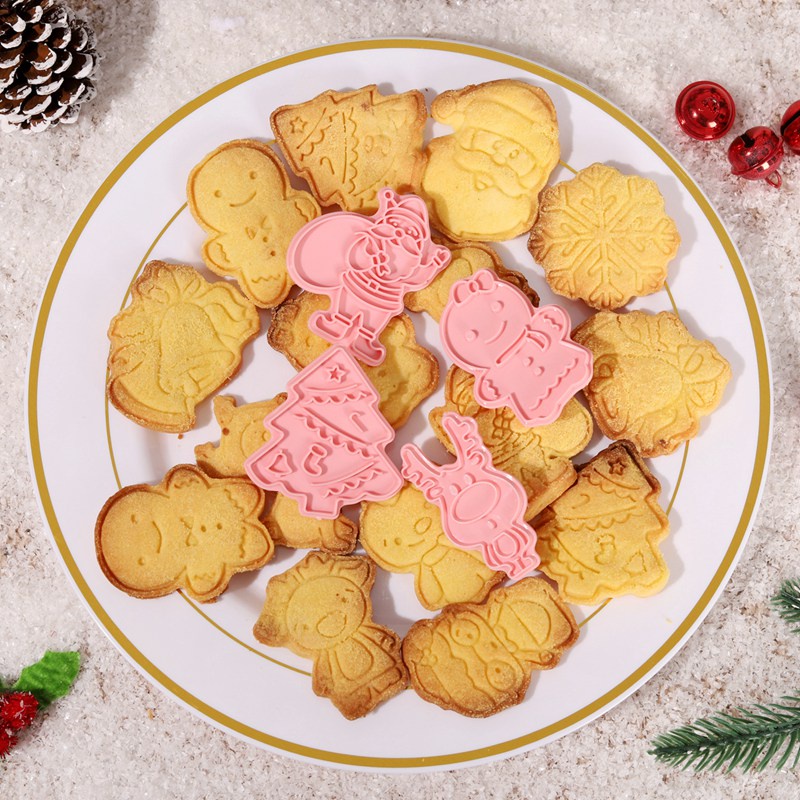 Bộ 6 Khuôn Cắt Bánh Quy Hình Hoạt Hình 3D Trang Trí Giáng Sinh 2023