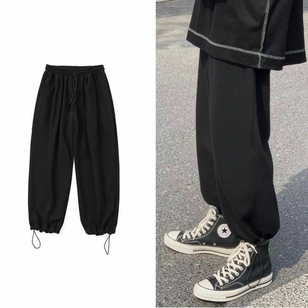 Quần Sweatpants Jogger Dây Rút Bo Ống Chun Form Rộng Unisex Ulzzang Phong Cách Hàn Quốc I'm Basic (QJG01)