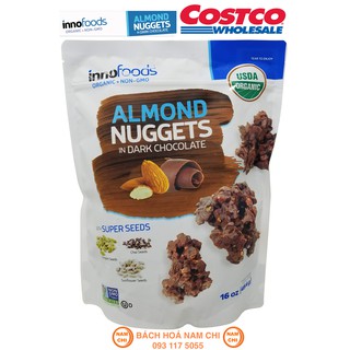 CỐM HẠNH NHÂN MIX HẠT PHỦ SOCOLA ĐEN INNOFOODS ALMOND NUGGETS IN DARK CHOCOLATE 454G (CHUẨN USA)