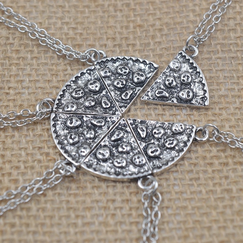 6 cái vòng cổ thời trang tình bạn tinh tế tròn hình Pizza nhiều phần