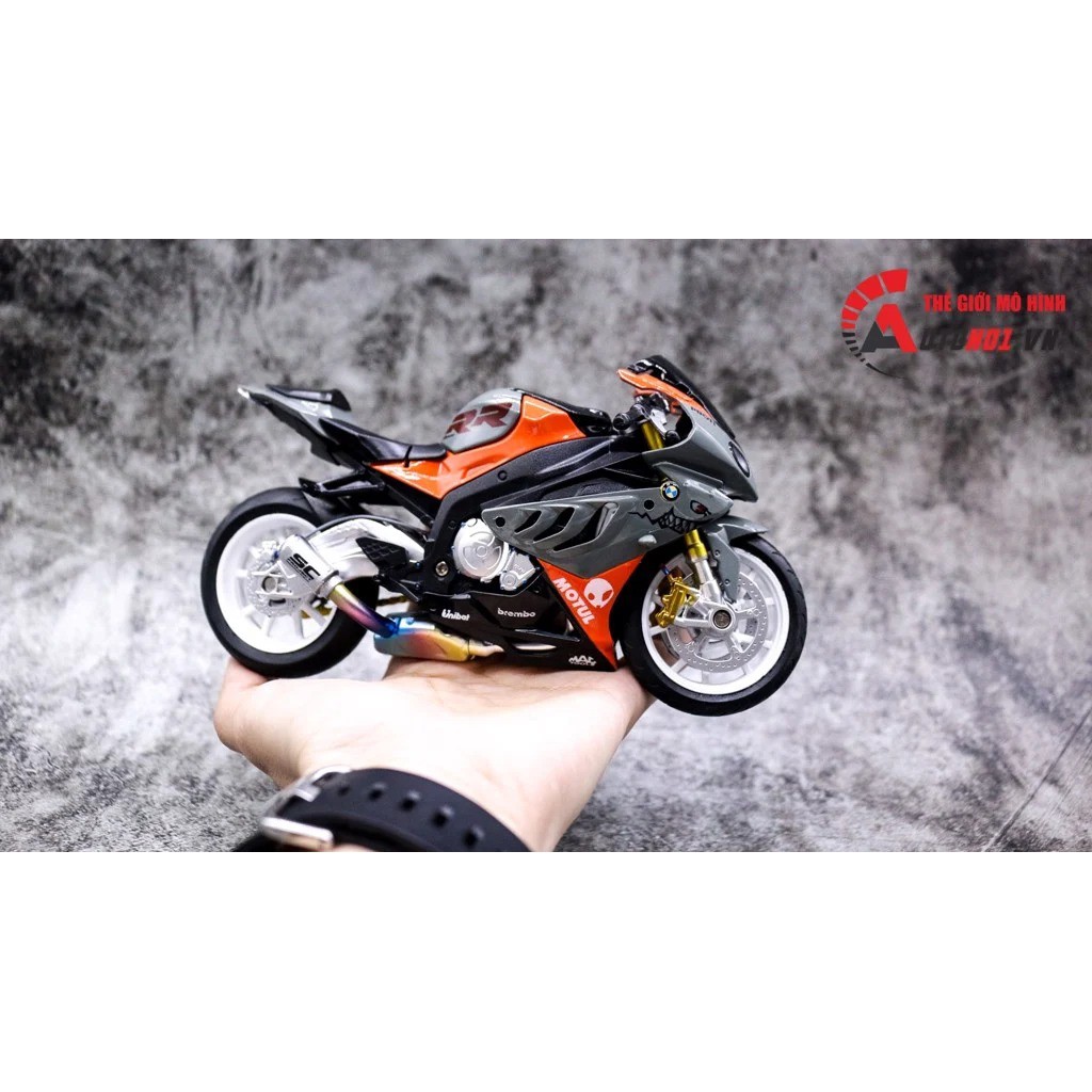 MÔ HÌNH XE BMW S1000RR ĐỘ HÀM CÁ MẬP GRAY - ORANGE - ĐỘ PÔ SC AUTONO1 D143