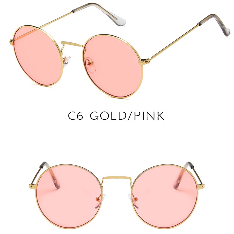Kính mát retro thời trang Hàn Quốc gọng tròn kim loại màu kẹo chống tia UV400 thời trang nam nữ