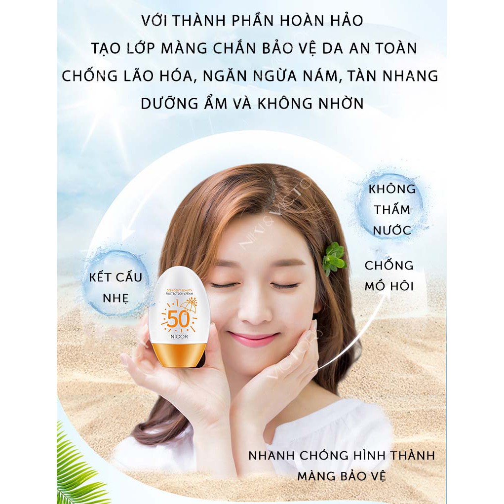 Kem Chống Nắng NICOR SPF 50+ Bảo Vệ Da Chống Tia Cực Tím An Toàn Tuyệt Đối Cho Da