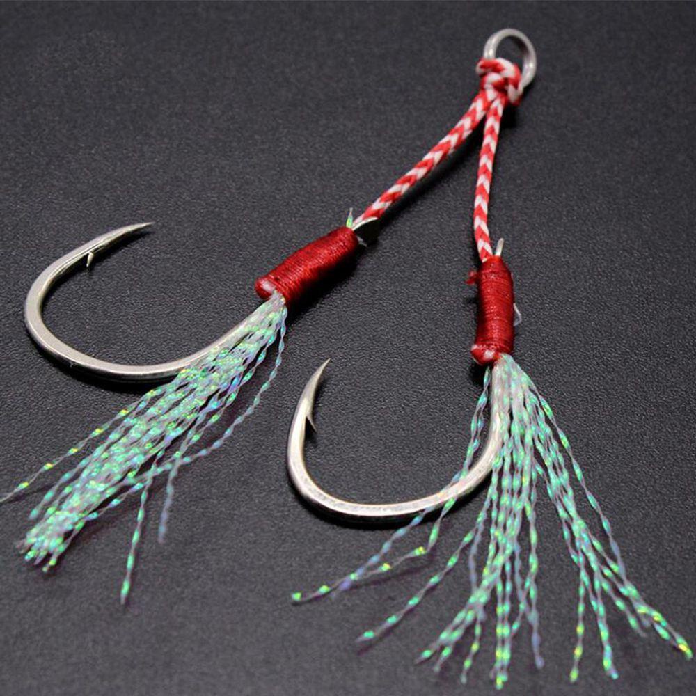 LETTER Outdoor Feather Fishing Hooks with Line Single Hook/Double Hook Lures Two Hook Tackle Barbed Treble with Feather High Carbon Steel Hot Crank Baits