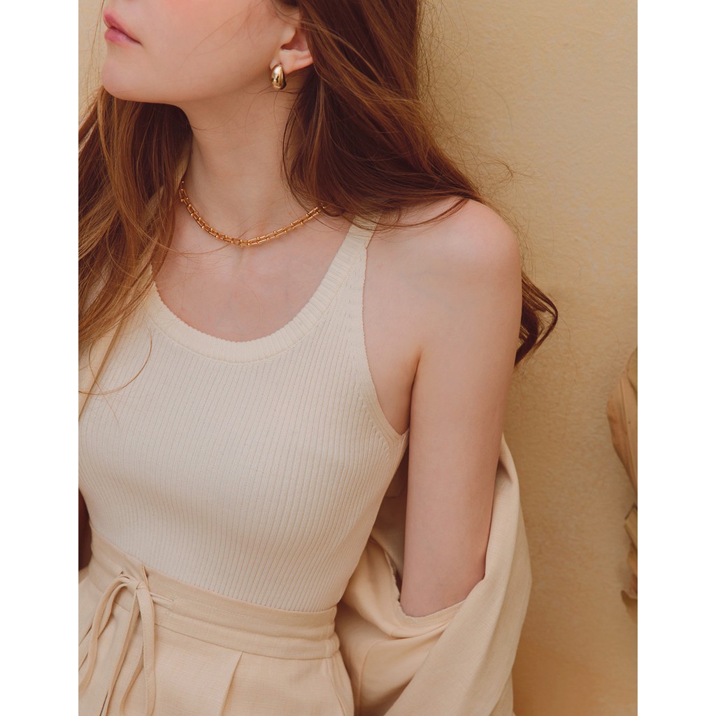 Áo dệt kim cổ U tối giản nữ Air Space 2111821009 | BigBuy360 - bigbuy360.vn