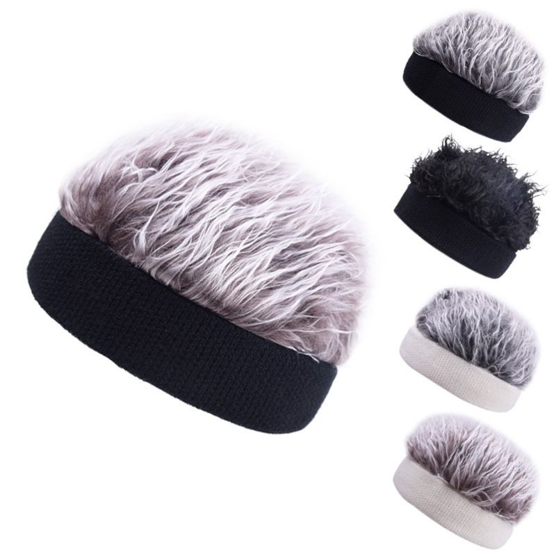 Mũ Beanie Ngắn Kèm Tóc Giả Không Vành Phong Cách Hip Hop Harajuku Cho Nam Và Nữ