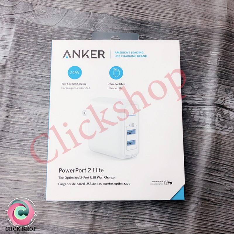 Anker A2023 Củ sạc nhanh Anker A2023 dòng 24W có 2 cổng USB hay cốc sạc A2023 2 công 24w chính hãng