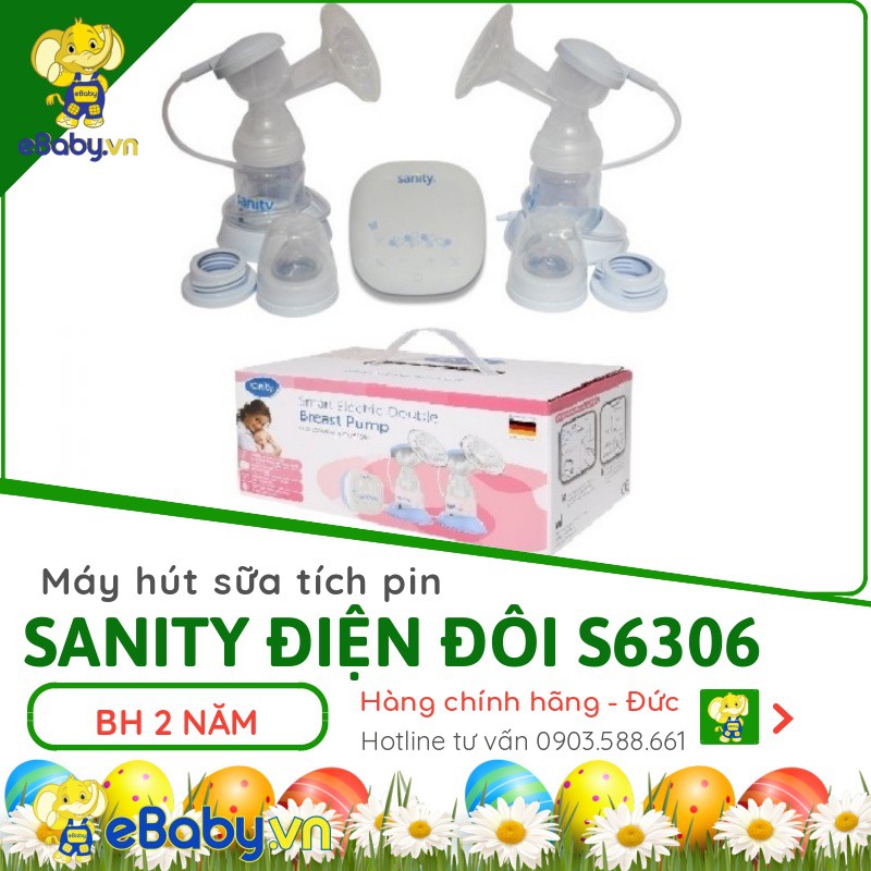 Máy hút sữa Sanity S6306 điện đôi (có pin) - Máy vắt sữa chính hãng Sanity