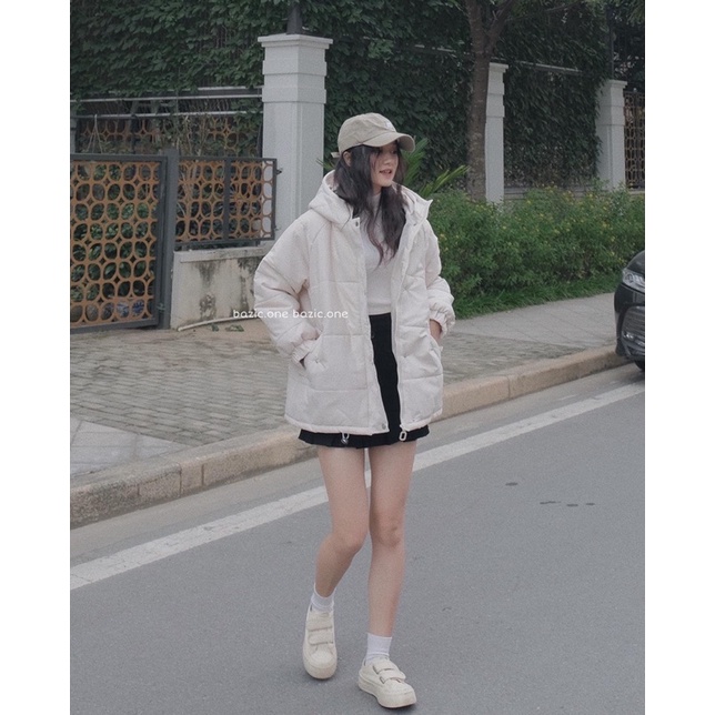 Áo khoác phao form rộng, áo khoác phao có mũ Hàn Quốc Bazic one | BigBuy360 - bigbuy360.vn