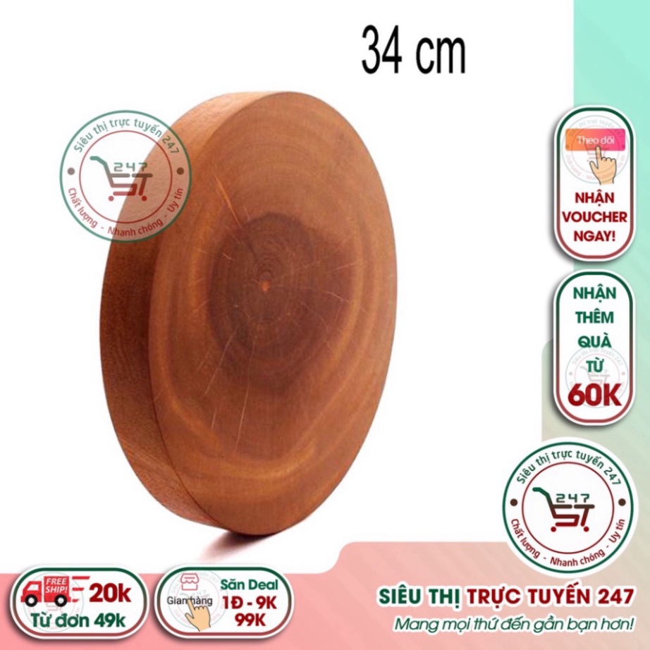 Thớt gỗ tròn có móc treo đường kính 34 cm món đồ dùng nhà bếp cần thiết cho mọi gia đình