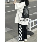 Set quần culottes sọc caro áo thun Silence ⚡ Casper.Store | FREESHIP | ⚡ Bộ quần dài ống rộng kèm phông tay lỡ oversize