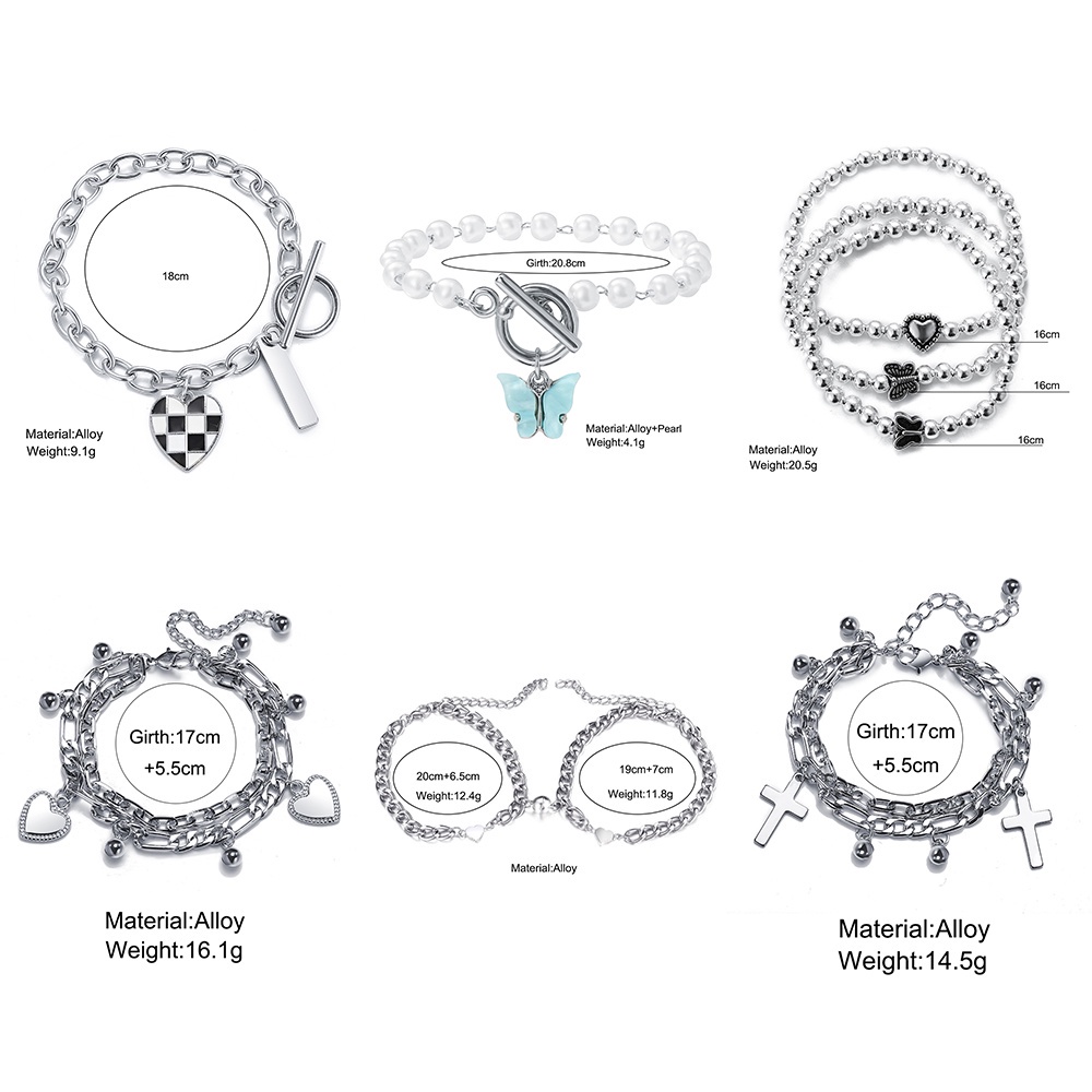 Vòng Tay Mạ Bạc Mặt Hình Bướm/Trái Tim Đơn Giản Cho Nữ | BigBuy360 - bigbuy360.vn