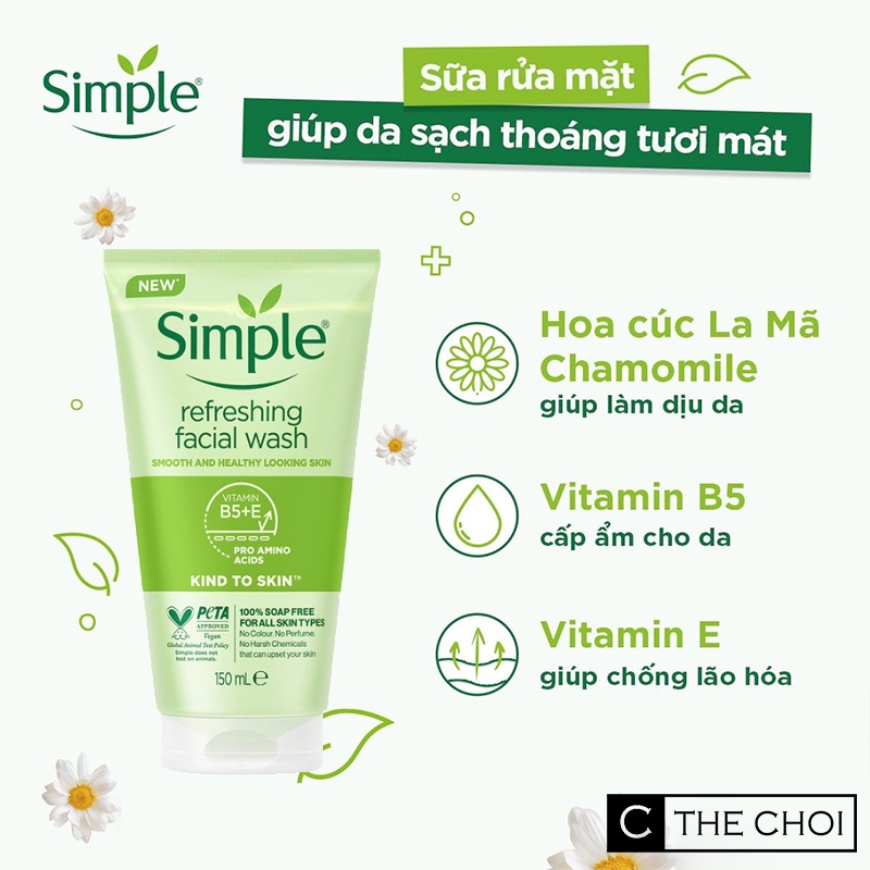 Sữa rửa mặt Simple Kind to Skin Refreshing Facial Wash Gel