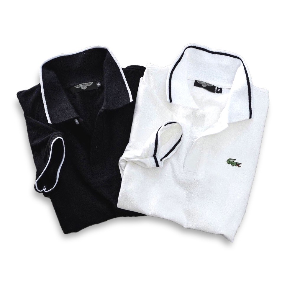 [Kaki.vn] Áo phông nam có cổ polo cộc tay cao cấp Hamino vải thun cotton co giãn màu trắng đen E1 | BigBuy360 - bigbuy360.vn