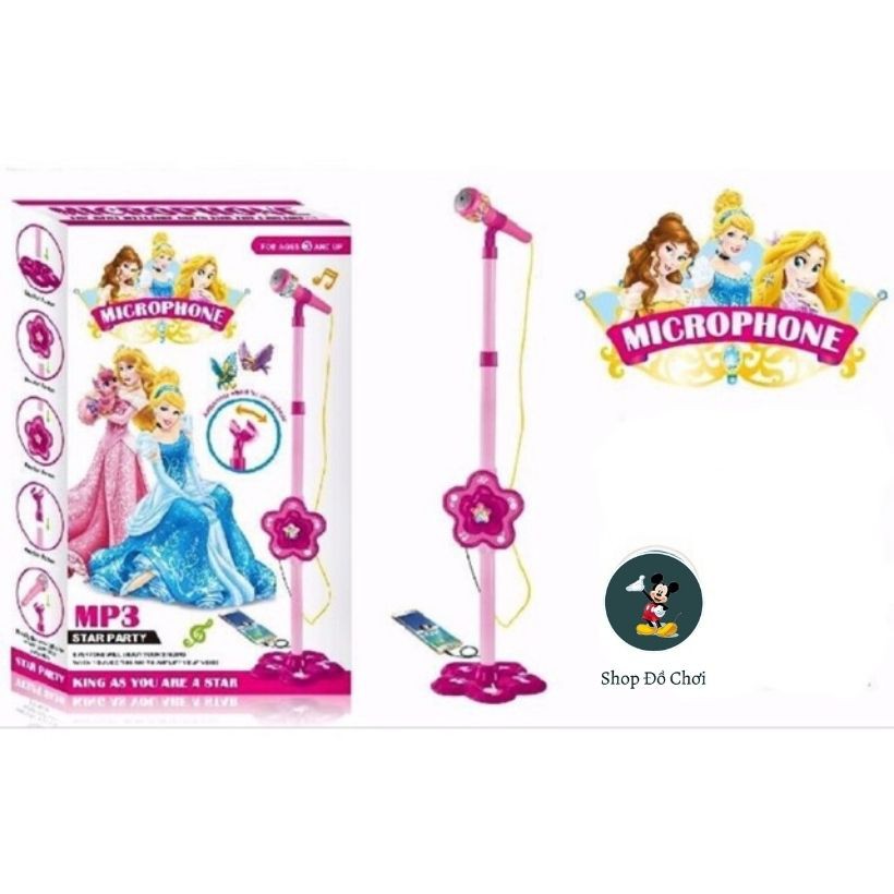 Micro kèm loa hát karaoke cho bé, dùng pin, kết nối MP3, cao 106 cm