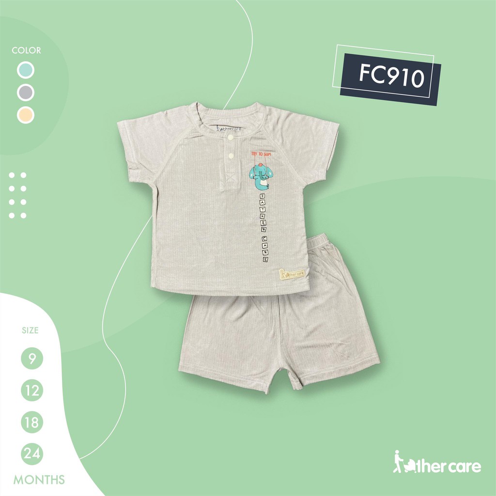 Bộ Quần áo trẻ em FatherCare Nẹp trụ + Tay hến CT - Voi đu dây FC910