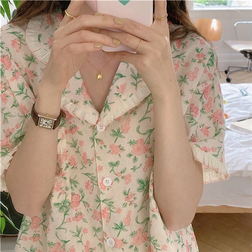 Bộ Đồ Ngủ Chất Liệu Cotton Mỏng Thời Trang Mùa Hè Phong Cách Nhật Bản Dễ Thương Cho Nữ