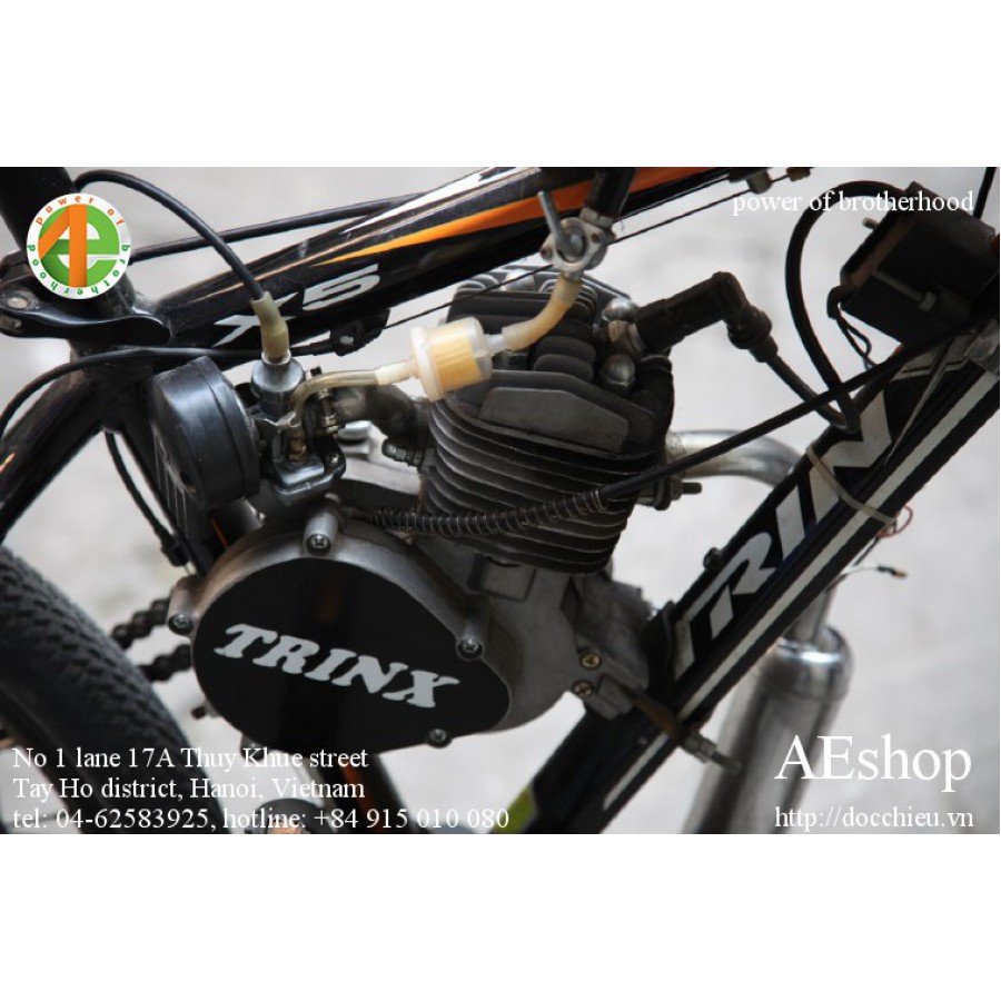 Động cơ gắn xe đạp chạy xăng, động cơ xăng 2 thì chế xe đạp 80cc