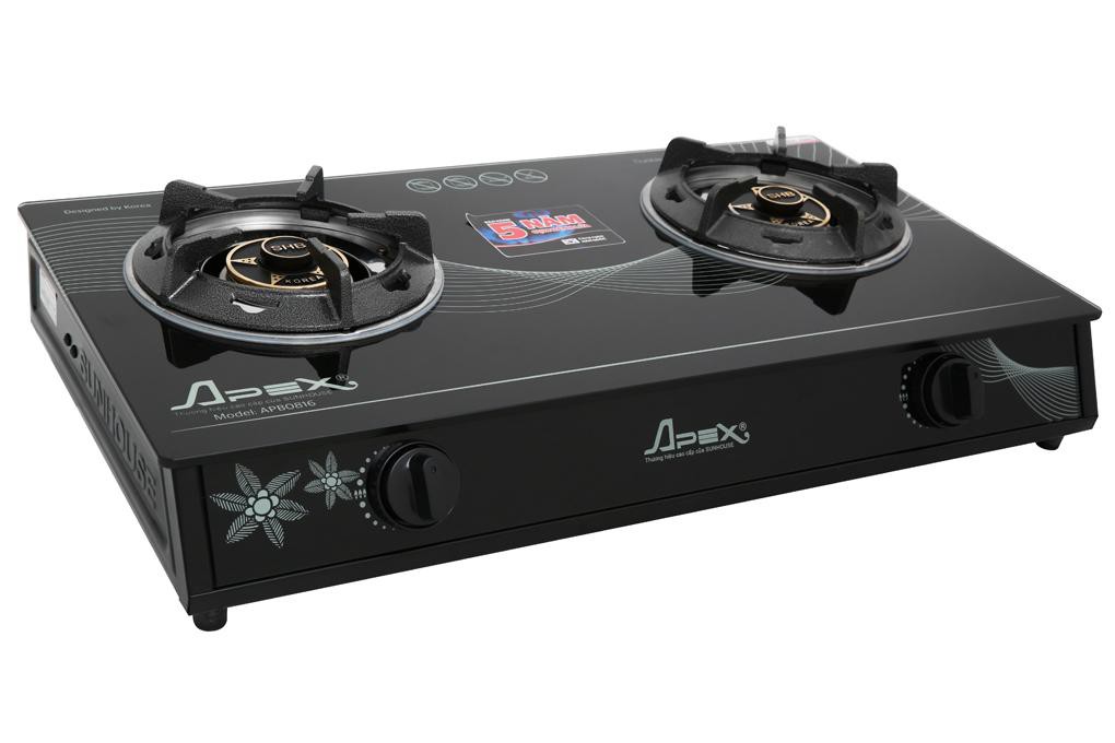 Bếp gas đôi Apex APB0816 hàng trưng bày+Tặng dây gas- Đầu đốt bằng đồng thau độ bền cao