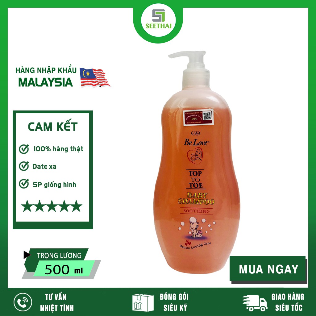 Sữa tắm gội toàn thân cho bé Be Love Soothing L'AFFAIR Malaysia 500ml - chai màu cam - Baby shampoo