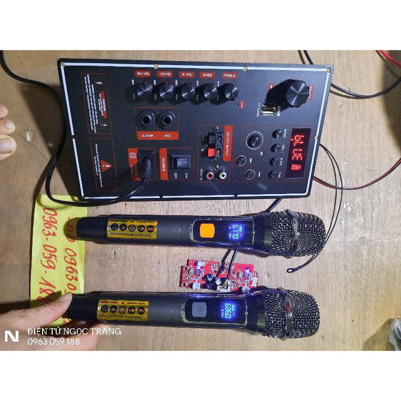 Mạch Loa Kéo Kích Thước 24.5 × 14Cm -Kéo Bass Đơn 20 -25-30 - Kèm Micro 2 Tay Nhôm UHF