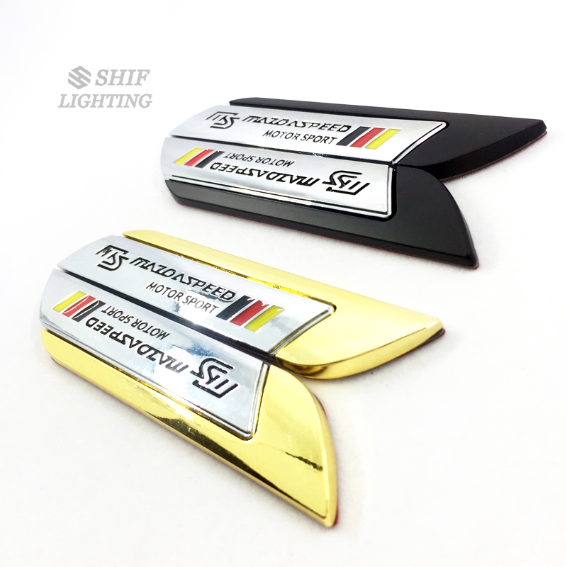 2 x Gold Metal MS MAZDA SPEED Logo Car Auto Body Fender Decorative Emblem Badge Decal Sticker For MAZDA