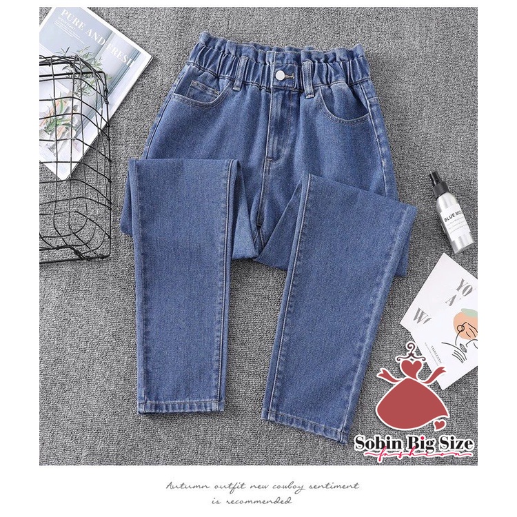 SOBIN BIG SIZE (50 - 90)KG, QUẦN JEAN BAGGY LƯNG THUN, QUẦN JEAN XANH FORM DÁNG XỊN SÒ CAO CẤP | BigBuy360 - bigbuy360.vn