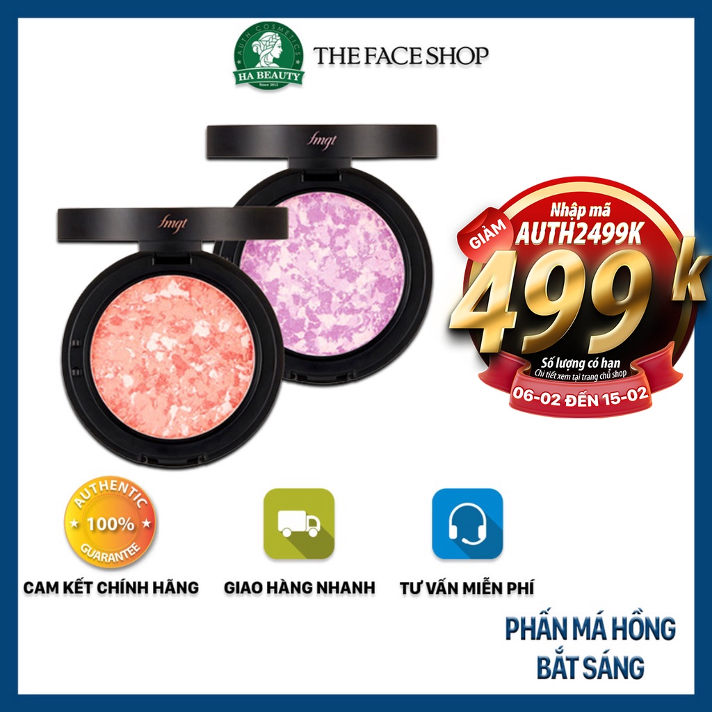 Phấn má hồng trang điểm bắt sáng bóng khỏe cho da The Face Shop fmgt Marble Beam Blush 7g