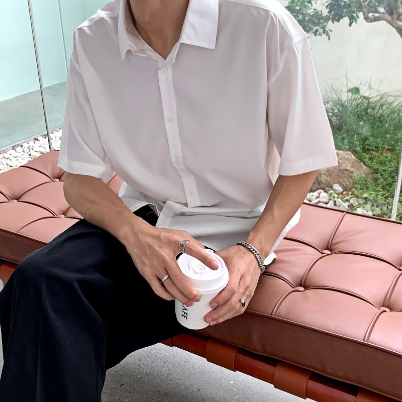 Áo Sơ Mi Nam Tay Ngắn Màu Trơn Phong Cách Retro | BigBuy360 - bigbuy360.vn