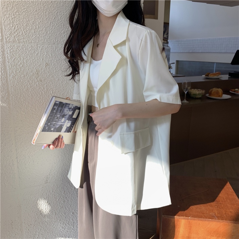 Đen Áo Khoác Vest Tay Ngắn Thiết Kế Thanh Lịch Cho Nữ | BigBuy360 - bigbuy360.vn