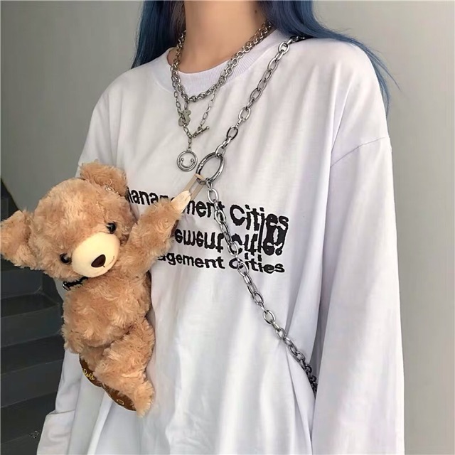 Túi gấu đeo chéo Bundy tàn tật đẫm máu dây xích Ulzzang Hàn Quốc siêu chất 👍