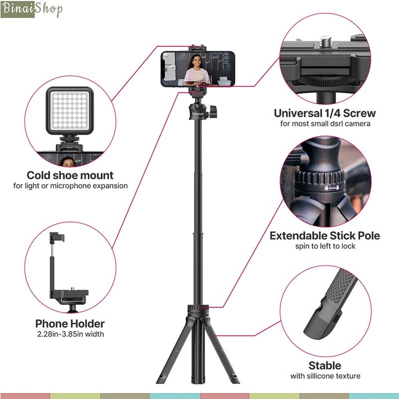 Ulanzi MT-34 - Tripod Kiêm Gậy Chụp Hình Đa Năng Dành Cho Smartphone, DSLR, Gopro