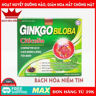 Viên uống hoạt huyết Ginkgo Biloba USA 240mg Tăng cường tuần hoàn não, giảm nguy cơ di chứng sau tai biến mạch máu não