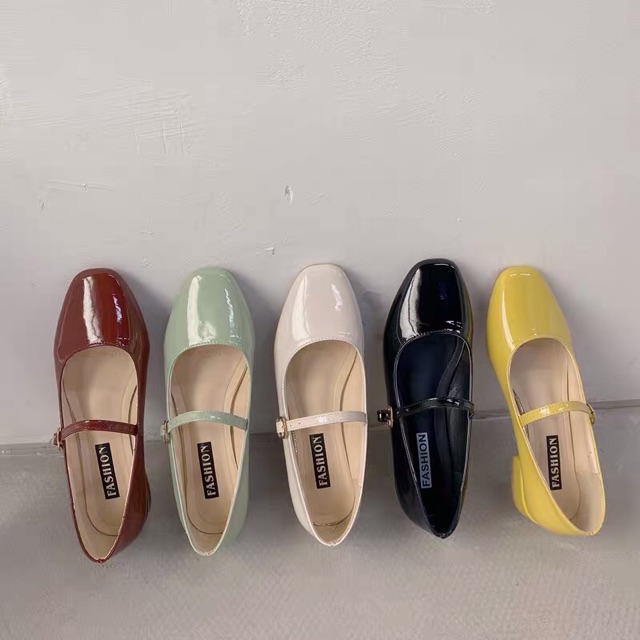 Giày cao gót Lolita da bóng nhiều màu / Guốc da bóng Mary Jane tiểu thư