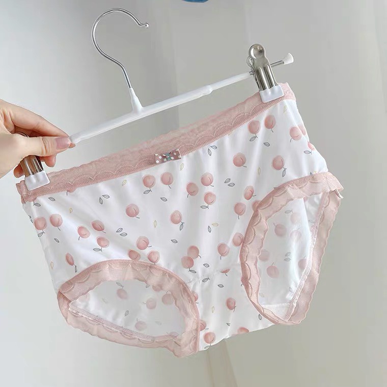Set quần lót nữ thun lạnh điều hoà , combo 3 quần lót lụa mềm nhẹ hoạ tiết hoa quả dê thương
