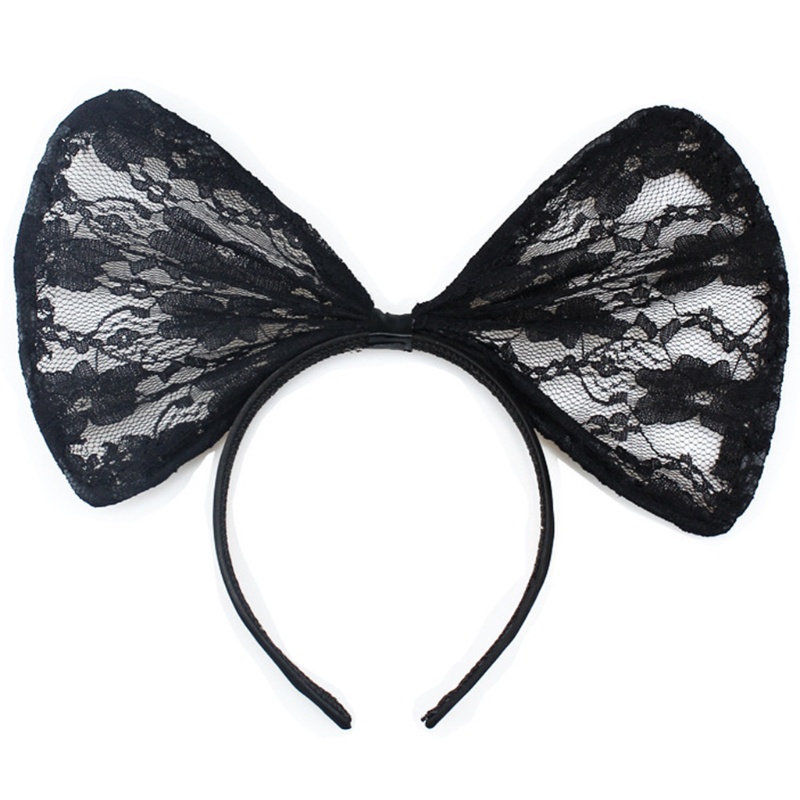 Băng Đô Cài Tóc Phối Nơ Ren Lưới Cỡ Lớn Thời Trang Cho Nữ