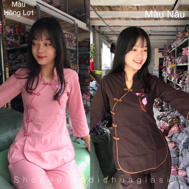 Đồ Lam Đi Chùa # Tàu Xéo Thêu Thư Pháp # Đồ Bộ # Quần Áo Nữ