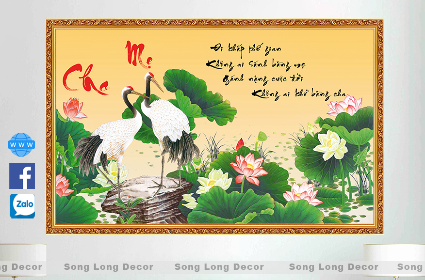 Tranh Dán Tường Chữ Cha Mẹ- SLS22-Tranh 3d Thư Pháp - Song Long Decor