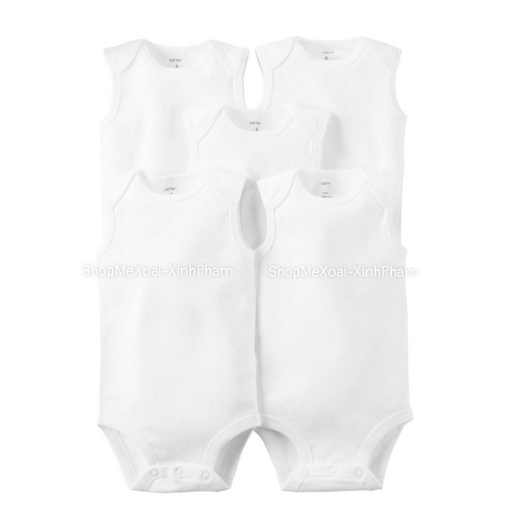 [Size 0-24M] Bodychip hãng Carter ba lỗ sát nách trắng trơn 100% cotton an toàn cho da bé