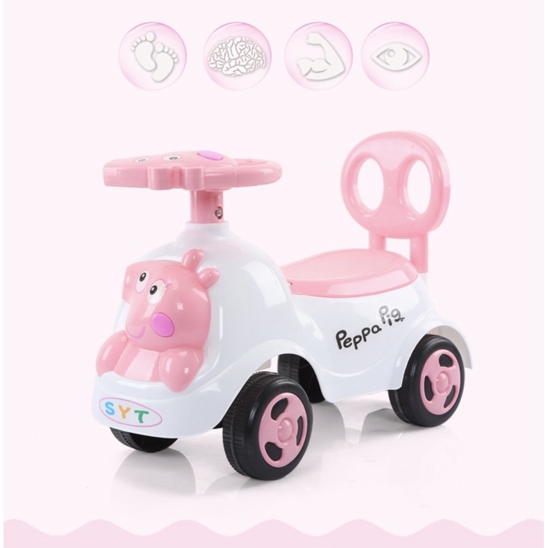 Xe chòi chân cho bé thăng bằng heo Peppa 2in1 có nhạc , tựa lưng và cốp.