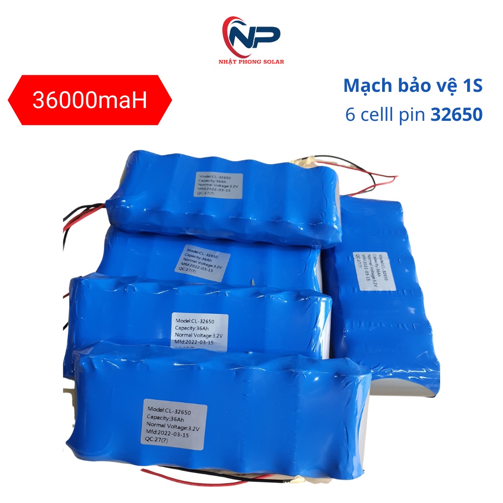 Pin lithium 32650, Nhật Phong Solar LiFePO4 3.2V kèm mạch bảo vệ 1S cho đèn năng lượng mặt trời  60W 100w 200W,300W,400