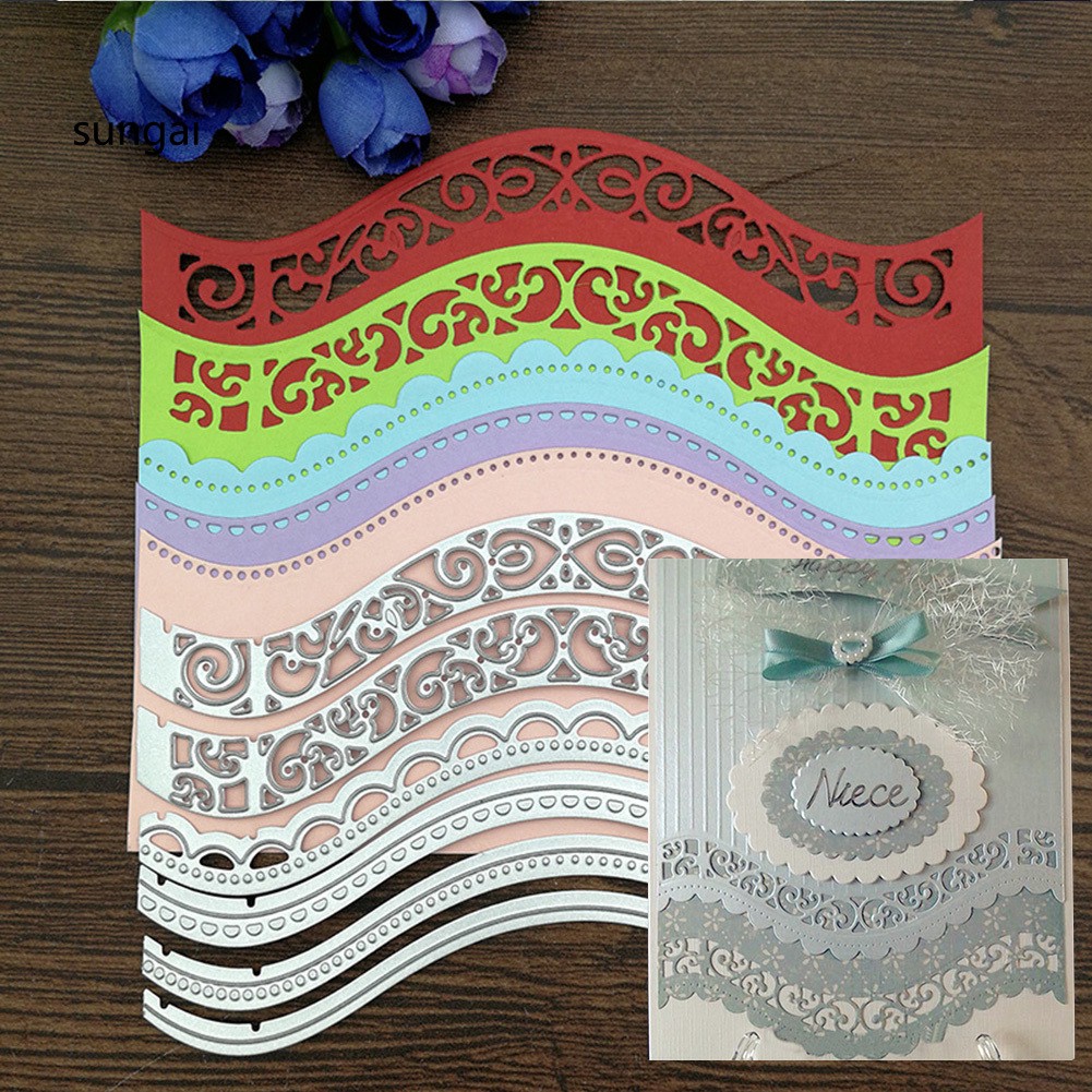 Khuôn Cắt Giấy Làm Từ Kim Loại Tạo Khung Viền Ren Hoa Trang Trí Scrapbook