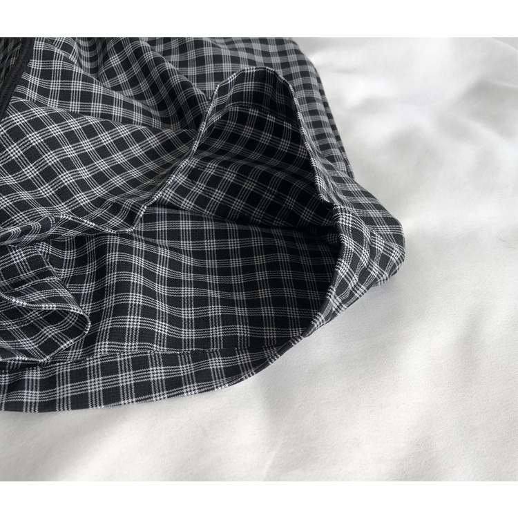 Quần short SUXI dây rút lưng cao họa tiết sọc caro thiết kế thời trang mùa hè cho nữ