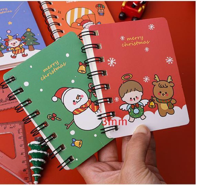 Quà tặng Giáng sinh siêu dễ thương - Sổ mini cầm tay in hình ông già Noel, người tuyết,...cute xinh xỉu